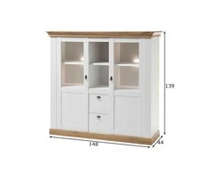 Vitrinos spintelė Imv Landhaus, 148 cm, baltoji pušis/ąžuolas