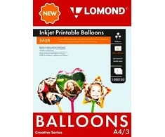 Oro balionai Lomond Inkjet Printable Baloons rašaliniams sp. A4, 3 lapų (Ball/Heart/Star) dvipusis