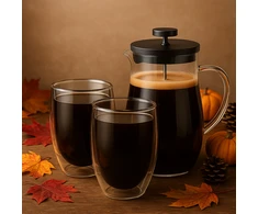 Winder Home Kavos rinkinys: French Press kavinukas 600 ml + 2 borosilikatinės termo stiklinės po 350 ml