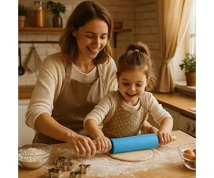 Winder Home Silikoninis tešlos kočėlas 38,5 cm – nelimpantis virtuvės įrankis, mėlynas
