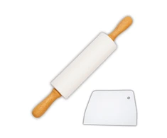 Winder Home Silikoninis tešlos kočėlas 43 cm + baltas plastikinis peilis tešlai