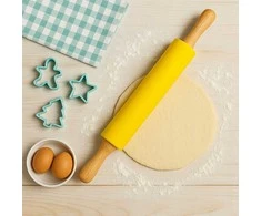 Winder Home Silikoninis tešlos kočėlas 43 cm – didelis, nelimpantis virtuvės įrankis, geltonas