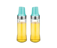 Winder Home Stiklinis aliejaus butelis su mėtų spalvos dangteliu, 500 ml – 2 vnt. rinkinys, skystiems prieskoniams