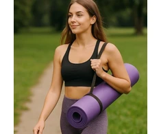 Winder Home Storas neslystantis jogos kilimėlis 60×190 cm – violetinis su užvalkalu, mankštai ir treniruotėms