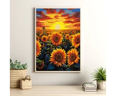 Winder Home Tapyba pagal skaičius – paveikslas, dažai, teptukai, rinkinys „Saulėgrąžų laukas“, 40×50 cm