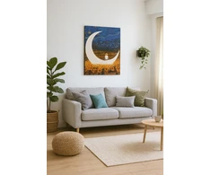 Winder Home Tapyba pagal skaičius – paveikslas, dažai, teptukai, rinkinys „Mėnulis ir žmogus“, 40×50 cm