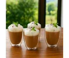 Winder Home Termo stiklinė 350 ml latte kavai su dvigubomis sienelėmis – 4 vnt.