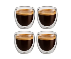Winder Home Termo stiklinės 250 ml latte kavai su dvigubomis sienelėmis – 4 vnt. rinkinys