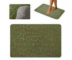 Winder Home Vonios kambario kilimėlis „Stones“ – žalias, neslystantis ir minkštas, 80 × 50 cm