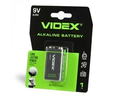 Baterijos 9V Krona / 6LR61 (2 vnt.) VIDEX Alkaline, 9V, 600mAh