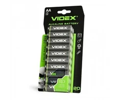 Baterijos AA VIDEX (20 vnt.) šarminės, 1,5 V, 2600 mAh