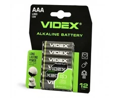Baterijos AAA VIDEX (12 vnt.) šarminės, 1,5 V, 1200 mAh