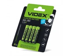 Baterijos AAA VIDEX (4 x 5 = 20 vnt.) Alkaline, 1.5V, 1200mAh