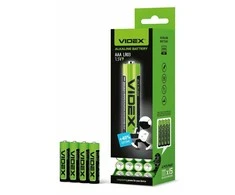 Baterijos AAA VIDEX (DIDELIS PAKUOTĖ 4 vnt. x 15 = 60 vnt.!) Šarminės, 1,5 V, 1200 mAh