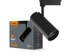 Bėginis šviestuvas LED taškinis 30W, 2400Lm 4000K, VIDEX VLE-TR04-304B TOR-Juodas, juodas (neutrali balta šviesa)