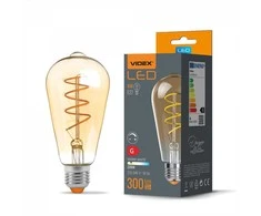 Dekoratyvinė LED lemputė E27 4W, 300Lm 2200K, VIDEX VLE-ST64FASD-04272 (šiltai balta šviesa), reguliuojama