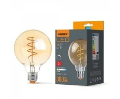 Dekoratyvinė LED lemputė E27 4W, 300Lm 2200K, VIDEX VLE-G95FASD-04272 (šiltai balta šviesa), reguliuojama