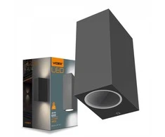Fasadinis šviestuvas 2xGU10 dvipusis, IP54 VIDEX VL-AR012G ARON-GRAY, pilkas