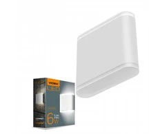 Fasadinis LED šviestuvas dvipusis 6W, 660Lm 2700K, IP54 VIDEX VL-AR06-062W EVAN-Baltas (šiltai balta šviesa), balta