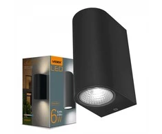 Fasadinis LED šviestuvas dvipusis 6W, 540Lm 2700K, IP54 VIDEX VL-AR032-062B PELLE-Juodas (šiltai balta šviesa), juodas