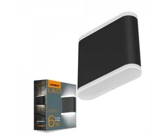 Fasadinis LED šviestuvas dvipusis 6W, 660Lm 2700K, IP54 VIDEX VL-AR06-062B EVAN-Juodas (šiltai balta šviesa), juodas