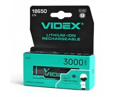 Įkraunama baterija VIDEX Li-Ion 18650-P, 3000mAh, 3,7V