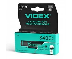 Įkraunama baterija VIDEX Li-Ion 18650-P, 3400mAh, 3,7V