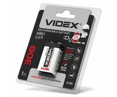Įkraunama baterija VIDEX Ni-MH 9V Krona (6HR61) 300mAh, 8.4V (1 vnt.)