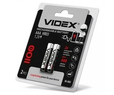 Įkraunama baterija VIDEX Ni-MH AAA (HR03) 1100mAh, 1,2V (2 vnt.)