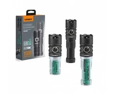 Įkraunamas LED žibintuvėlis 10W 1500Lm 5000K, Li-ion 18350 1100mAh + 18650 2200mAh - 2 keičiamos baterijos pridedamos, VIDEX VLF-A298, žibintuvėlis su reguliuojamo dydžio korpusu