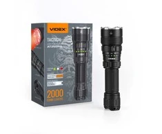 Įkraunamas taktinis LED žibintuvėlis 20W, 2000Lm 5000K, Li-ion 21700 4000mAh (keičiama į 18650), VIDEX VLF-AT255RG, su rankiniu reguliuojamu šviesos jungikliu. Taktinis žibintuvėlis, skirtas tvirtinimui ir valdymui mygtukais ant ginklo