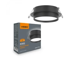 Įleidžiama GX53 armatūra IP20 VIDEX VL-SPF33R-B | juoda – Plataus skersmens šilumos išsklaidymas saugioms įtempiamoms ir gipso luboms