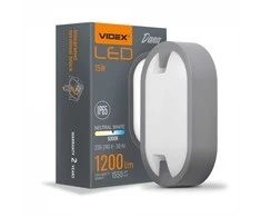 Lauko šviestuvas LED 15W, 1200Lm 5000K, VIDEX VLE-BH12O-155 DANA IP65 (neutrali balta šviesa), pilka