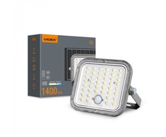 Saulės energija varomas prožektorius su jutikliu LED 16Wh, 1400Lm 5000K (akumuliatorius LiFePO4 5000 mAh) (panelė 6W) VIDEX VL-FSO4-205-S