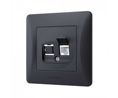 Potinkinis duomenų lizdas 1xCat6 (RJ45 kištukas), Videx Binera, juodas grafitas, IP20 VF-BNSK1PC6-BG – RJ45 Cat6 tinklo lizdas stabilaus vietinio kabelinio interneto sukūrimui