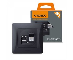 Potinkinis duomenų lizdas 1xCat6 (RJ45 kištukas), Videx Binera, juodas grafitas, IP20 VF-BNSK1PC6-BG – RJ45 Cat6 tinklo lizdas stabilaus vietinio kabelinio interneto sukūrimui