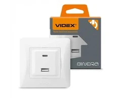 Lizdas greito įkrovimo 20 W (USB-A + USB-C), Videx Binera, balta, IP20 VF-BNCHRUC20-W