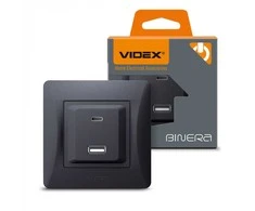 Lizdas greito įkrovimo 20 W (USB-A + USB-C), Videx Binera, balta, IP20 VF-BNCHRUC20-BG