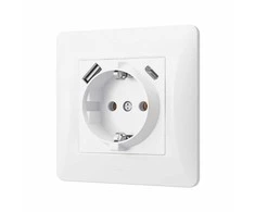 Lizdas su 1V + lizdais (USB-A + USB-C), Videx Binera, baltas, IP20 VF-BNSK1GUC-W
