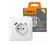 Lizdas su 1V + lizdais (USB-A + USB-C), Videx Binera, baltas, IP20 VF-BNSK1GUC-W