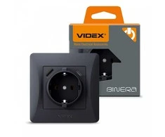 Lizdas su 1V + lizdais (USB-A + USB-C), Videx Binera, juodas, IP20 VF-BNSK1GUC-BG
