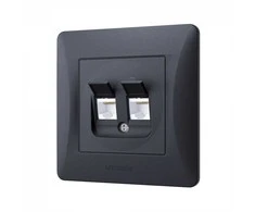 Lizdas su Cat6+Cat6 (RJ45 kištukas), Videx Binera, juodas grafitas, IP20 VF-BNSK2PC6-BG