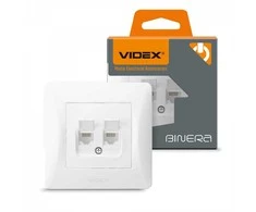 Lizdas su Cat6+Cat6 (RJ45 kištukas), Videx Binera, baltas, IP20 VF-BNSK2PC6-W