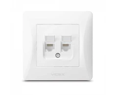 Lizdas su Cat6+Cat6 (RJ45 kištukas), Videx Binera, baltas, IP20 VF-BNSK2PC6-W