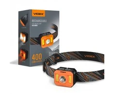 Priekinis žibintas LED įkraunamas 5W + 5W, 400Lm 5000K, Li-ion 850 mAh, VIDEX VLF-H085-OR
