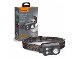 Priekinis žibintas su jutikliu, įkraunamas LED, Luminus SST20 10W, 500Lm 5000K + SMD 3W RAUDONA/ŽALIA, Li-pol 2000mAh, VIDEX VLF-H046Z, valdomas rankos gestu ir su šviesos reguliavimo funkcija (ZOOM)!