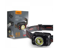 Priekinis žibintas su jutikliu LED įkraunamas 5W + COB, 410Lm 5000K, Li-ion 1800mAh, VIDEX VLF-H035C, valdomas rankos gestu