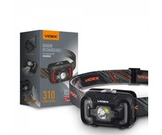Priekinis žibintas su jutikliu LED įkraunamas 5W + COB, 310Lm 5000K, Li-ion 1800mAh, VIDEX VLF-H025C, valdomas rankos gestu