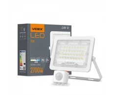 Prožektorius su jutikliu LED 30W, 2700Lm, 5000K, Videx F2e PIR