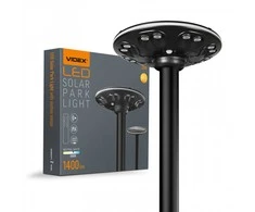 Saulės energija varomas parkavimo žibintas su judesio jutikliu VIDEX VL-GLSO-1254-S, 1400Lm 3000K/5000K (akumuliatorius LiFePO4 12000 mAh 3.2V) (skydelis 15W, 5V) (tvirtinimo strypas nepridedamas!)
